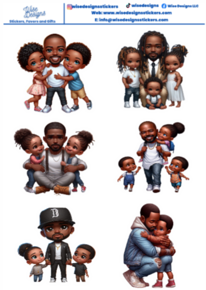 Black Fathers Sticker Sheets - Premium Kiss Cut from Wise Designs - Just $5! Shop now at Wise Designs 