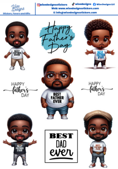 Black Fathers Sticker Sheets - Premium Kiss Cut from Wise Designs - Just $5! Shop now at Wise Designs 