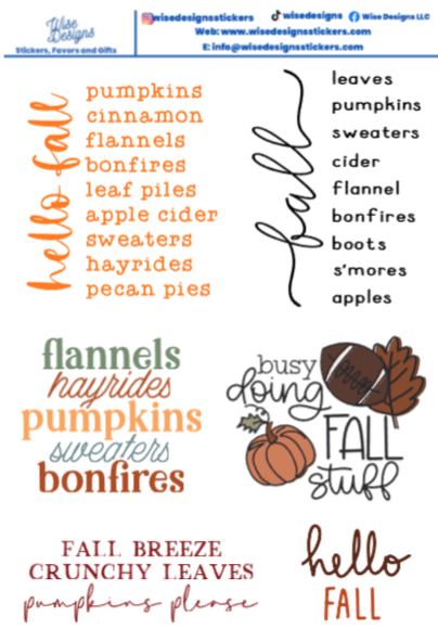 Harvest Hues Sticker Sheets - Premium Kiss Cut Stickers from Wise Designs - Just $5! Shop now at Wise Designs 