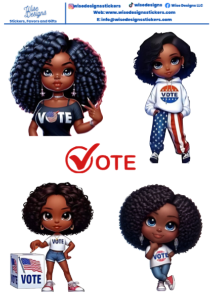 Vote '24 Sticker Sheets - Premium Kiss Cut Stickers from Wise Designs - Just $5! Shop now at Wise Designs 