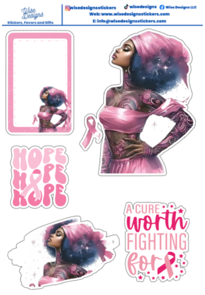 Breast Cancer Awareness Fantasy Watercolor Sticker Sheets - Premium Kiss Cut Stickers from Wise Designs - Just $5! Shop now at Wise Designs 