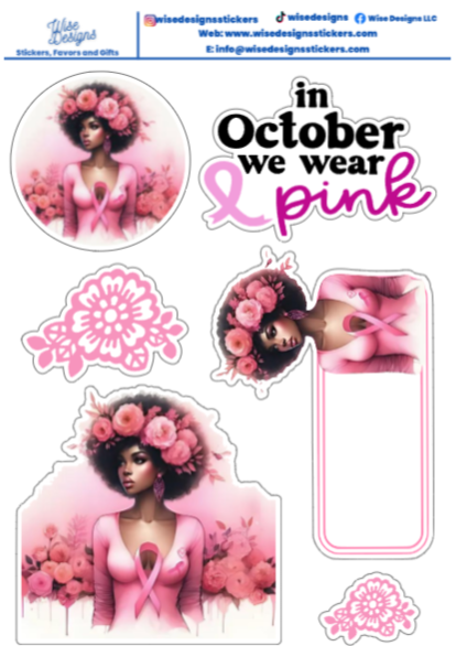 Breast Cancer Awareness Fantasy Watercolor Sticker Sheets - Premium Kiss Cut Stickers from Wise Designs - Just $5! Shop now at Wise Designs 