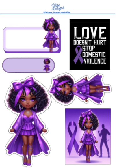 Domestic Violence Awareness Little Women Sticker Sheets - Premium Kiss Cut Stickers from Wise Designs - Just $5! Shop now at Wise Designs 