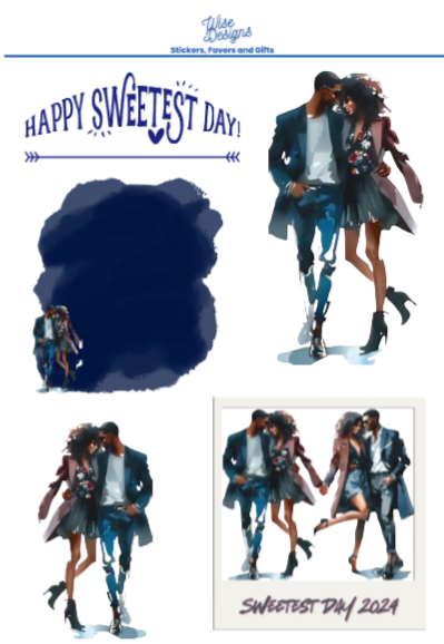 Sweetest Day Couple Sticker Sheets - Premium Kiss Cut Stickers from Wise Designs - Just $5! Shop now at Wise Designs 