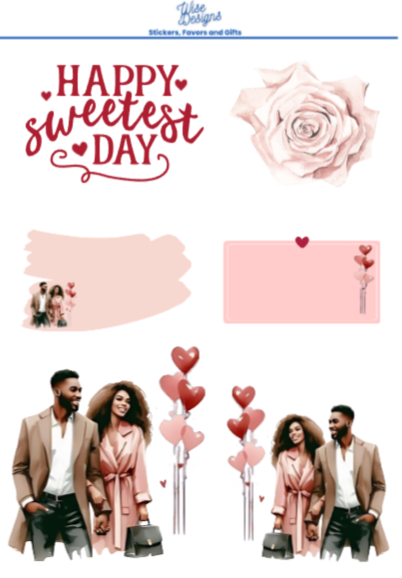 Sweetest Day Couple Sticker Sheets - Premium Kiss Cut Stickers from Wise Designs - Just $5! Shop now at Wise Designs 