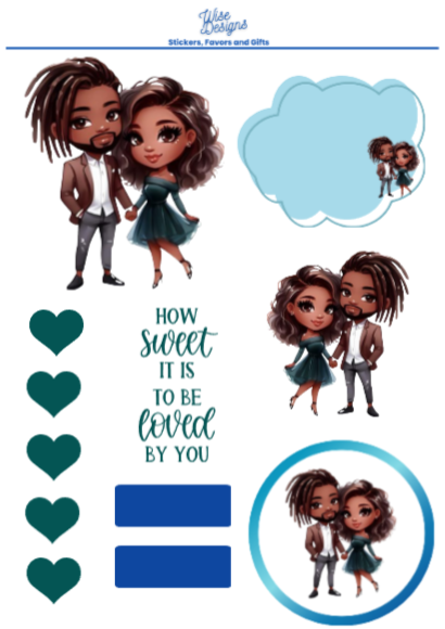 Sweetest Day Little Couple Sticker Sheets - Premium Kiss Cut Stickers from Wise Designs - Just $5! Shop now at Wise Designs 