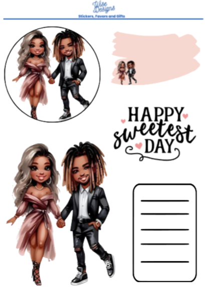 Sweetest Day Little Couple Sticker Sheets - Premium Kiss Cut Stickers from Wise Designs - Just $5! Shop now at Wise Designs 