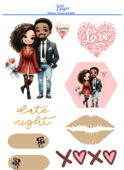 Sweetest Day Little Couple Sticker Sheets - Premium Kiss Cut Stickers from Wise Designs - Just $5! Shop now at Wise Designs 