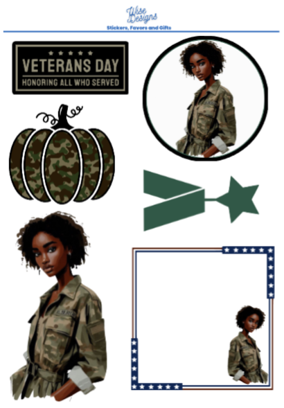 Black Women Vets Sticker Sheets - Premium Kiss Cut Stickers from Wise Designs - Just $5! Shop now at Wise Designs 