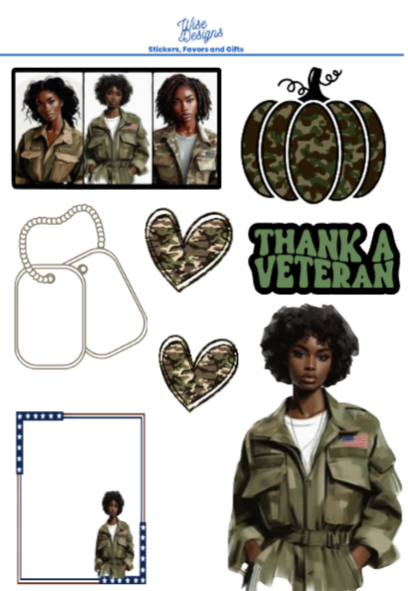 Black Women Vets Sticker Sheets - Premium Kiss Cut Stickers from Wise Designs - Just $5! Shop now at Wise Designs 