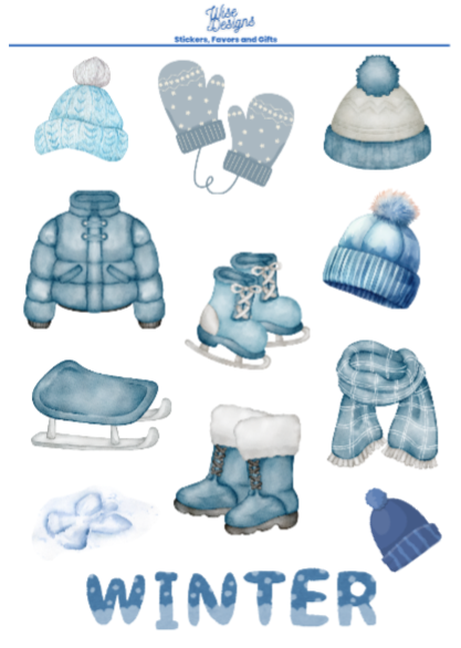 '24 Winter Chic Sticker Sheets - Premium Kiss Cut Stickers from Wise Designs - Just $5! Shop now at Wise Designs 