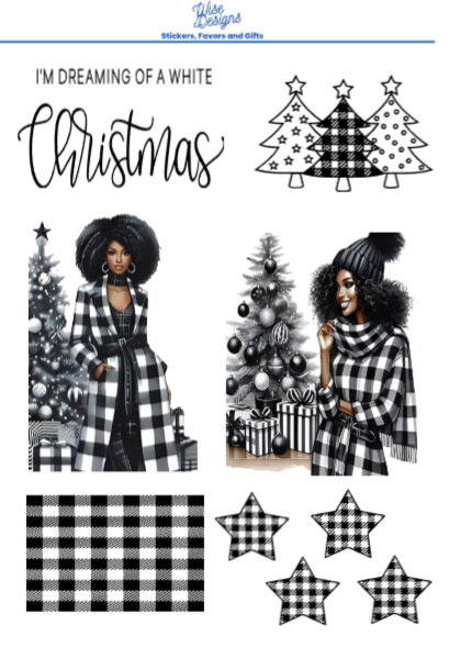 Buffalo Plaid Christmas Sticker Sheets - Premium Kiss Cut Stickers from Wise Designs - Just $5! Shop now at Wise Designs 