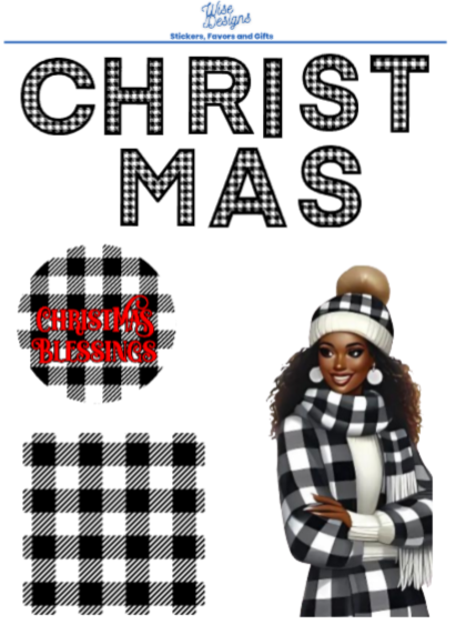 Buffalo Plaid Christmas Sticker Sheets - Premium Kiss Cut Stickers from Wise Designs - Just $5! Shop now at Wise Designs 