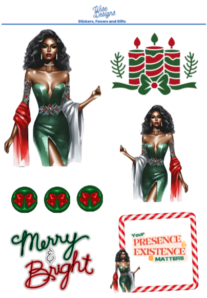 Holiday Chic Sticker Sheets - Premium Kiss Cut Stickers from Wise Designs - Just $5! Shop now at Wise Designs 