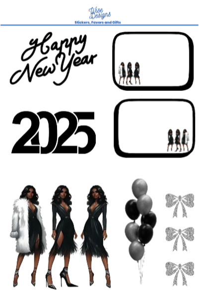 New Years Celebration Sticker Sheets - Premium Kiss Cut Stickers from Wise Designs - Just $5! Shop now at Wise Designs 