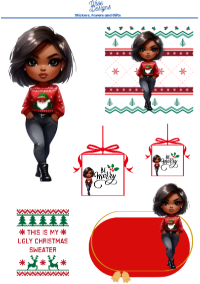 Ugly Christmas Sweater Sticker Sheets - Premium Kiss Cut Stickers from Wise Designs - Just $5! Shop now at Wise Designs 