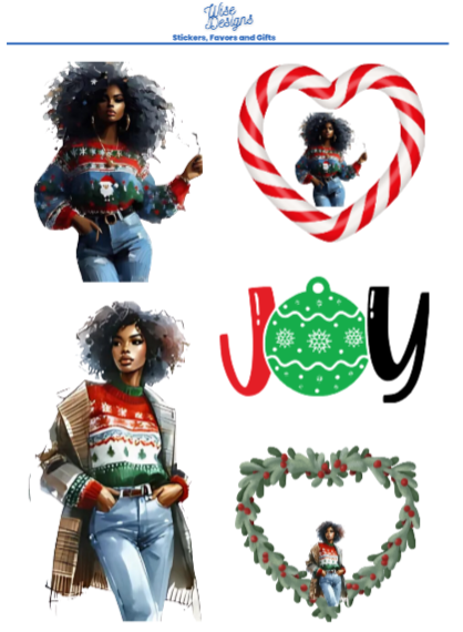 Ugly Christmas Sweater Sticker Sheets - Premium Kiss Cut Stickers from Wise Designs - Just $5! Shop now at Wise Designs 