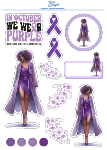 Domestic Violence Awareness Women Sticker Sheets - Premium Kiss Cut Stickers from Wise Designs - Just $5! Shop now at Wise Designs 