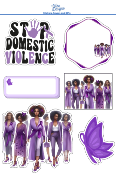 Domestic Violence Awareness Women Sticker Sheets - Premium Kiss Cut Stickers from Wise Designs - Just $5! Shop now at Wise Designs 