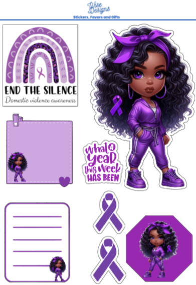 Domestic Violence Awareness Little Women Sticker Sheets - Premium Kiss Cut Stickers from Wise Designs - Just $5! Shop now at Wise Designs 